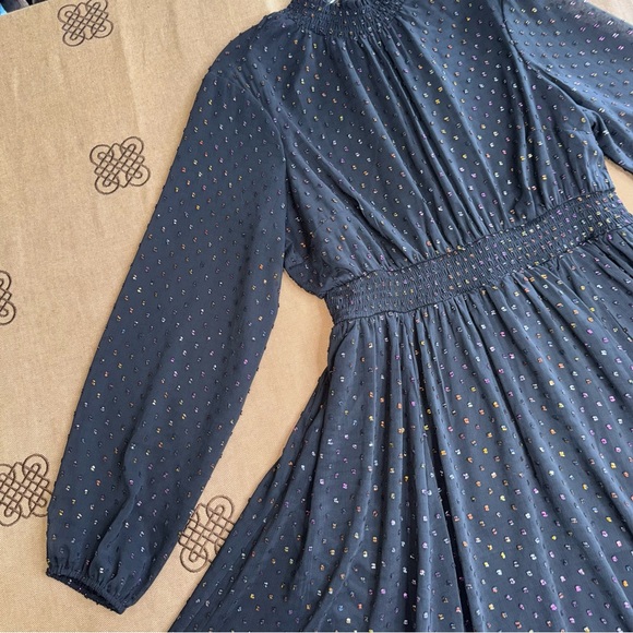 Torrid NWT! Mini Rainbow Clip Dot Blouson Sleeve Dress In Black Size 00 (M/L) - Picture 6 of 15